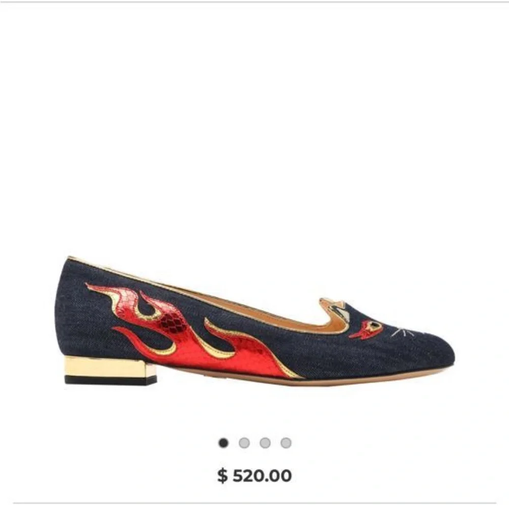 Charlotte Olympia Red and Black Flame Flats - Picture 1 of 4